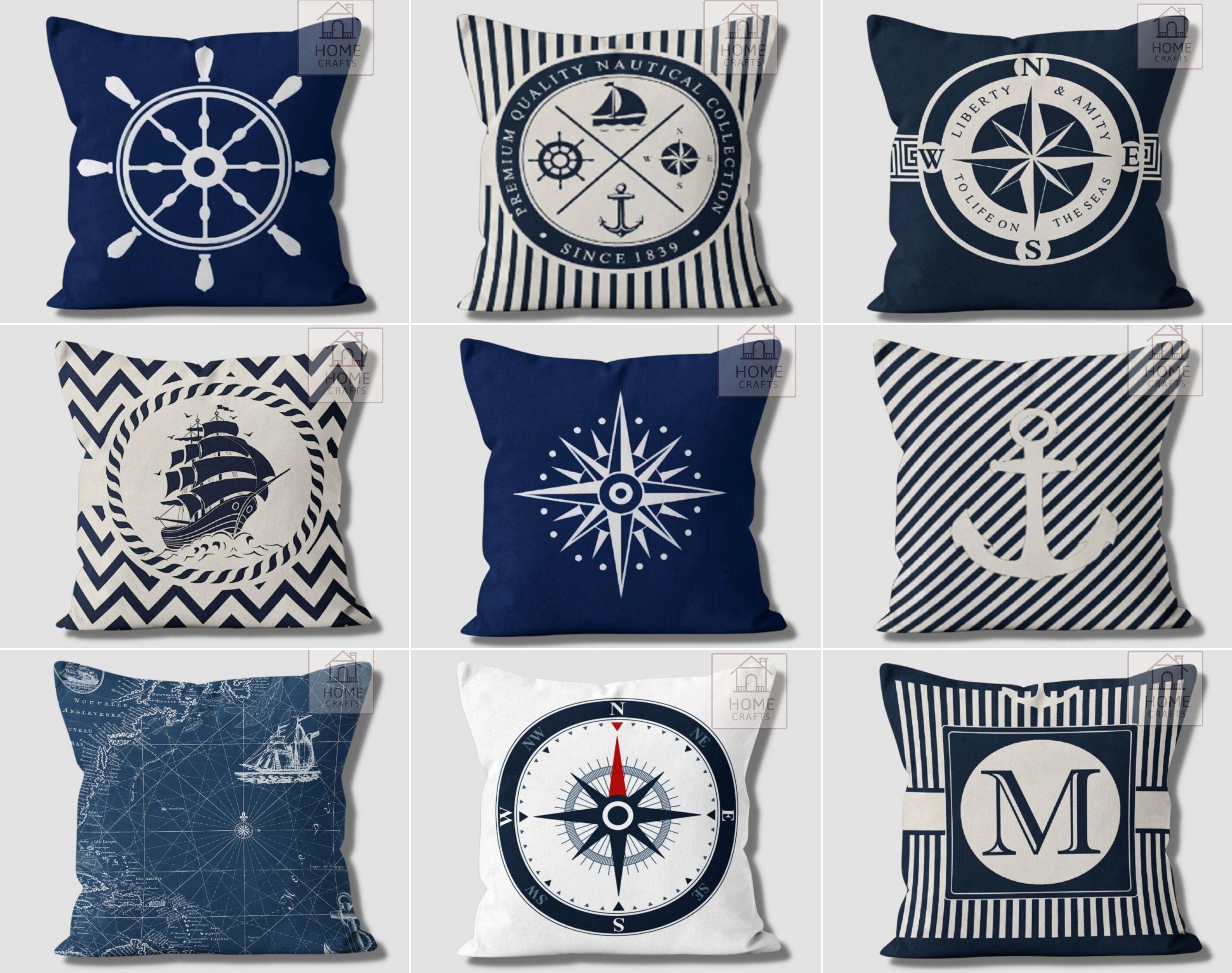 Nautical Outdoor Pillow Covers Striped Cushion