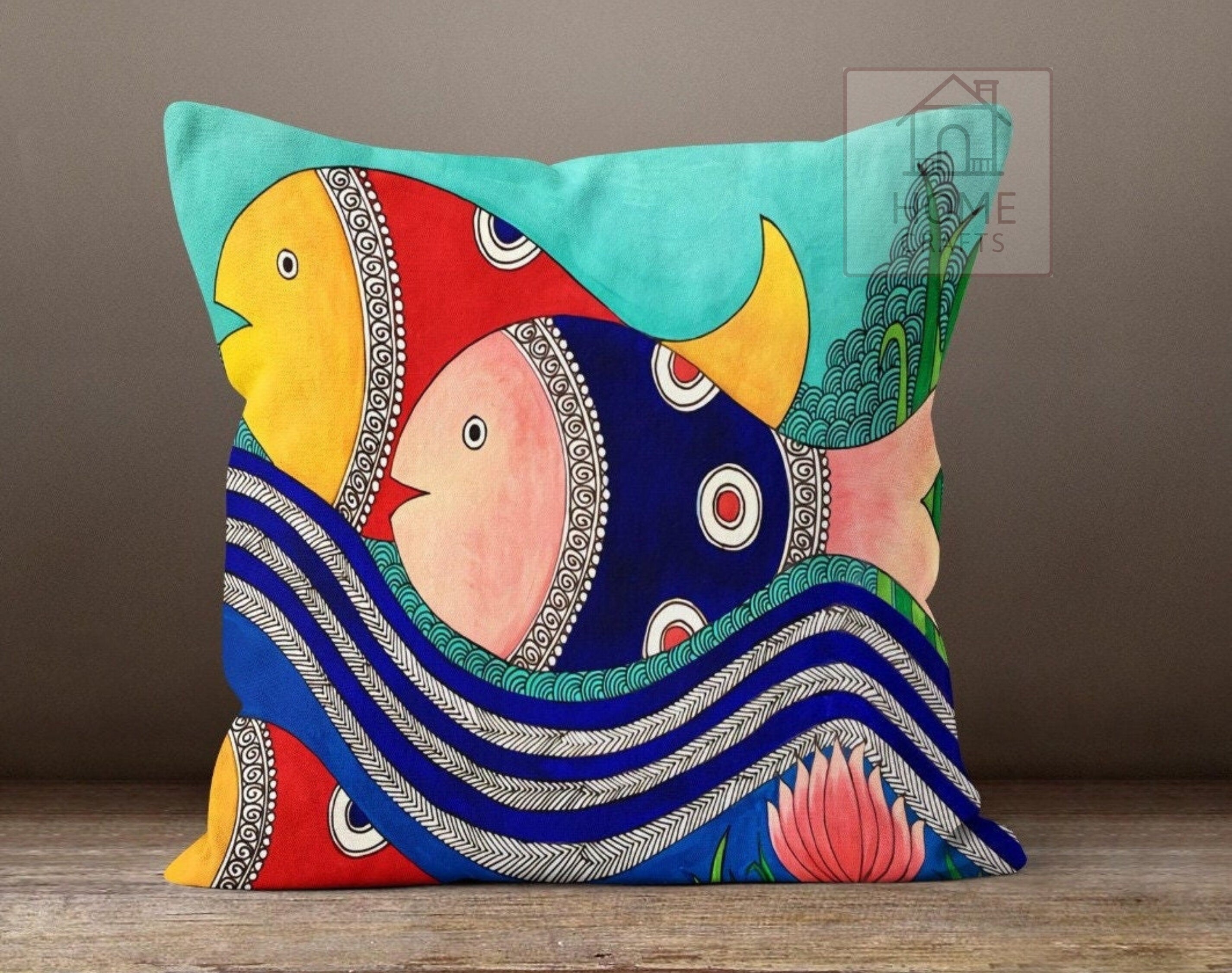 Colorful Fish Cushion Case Marine Pillow