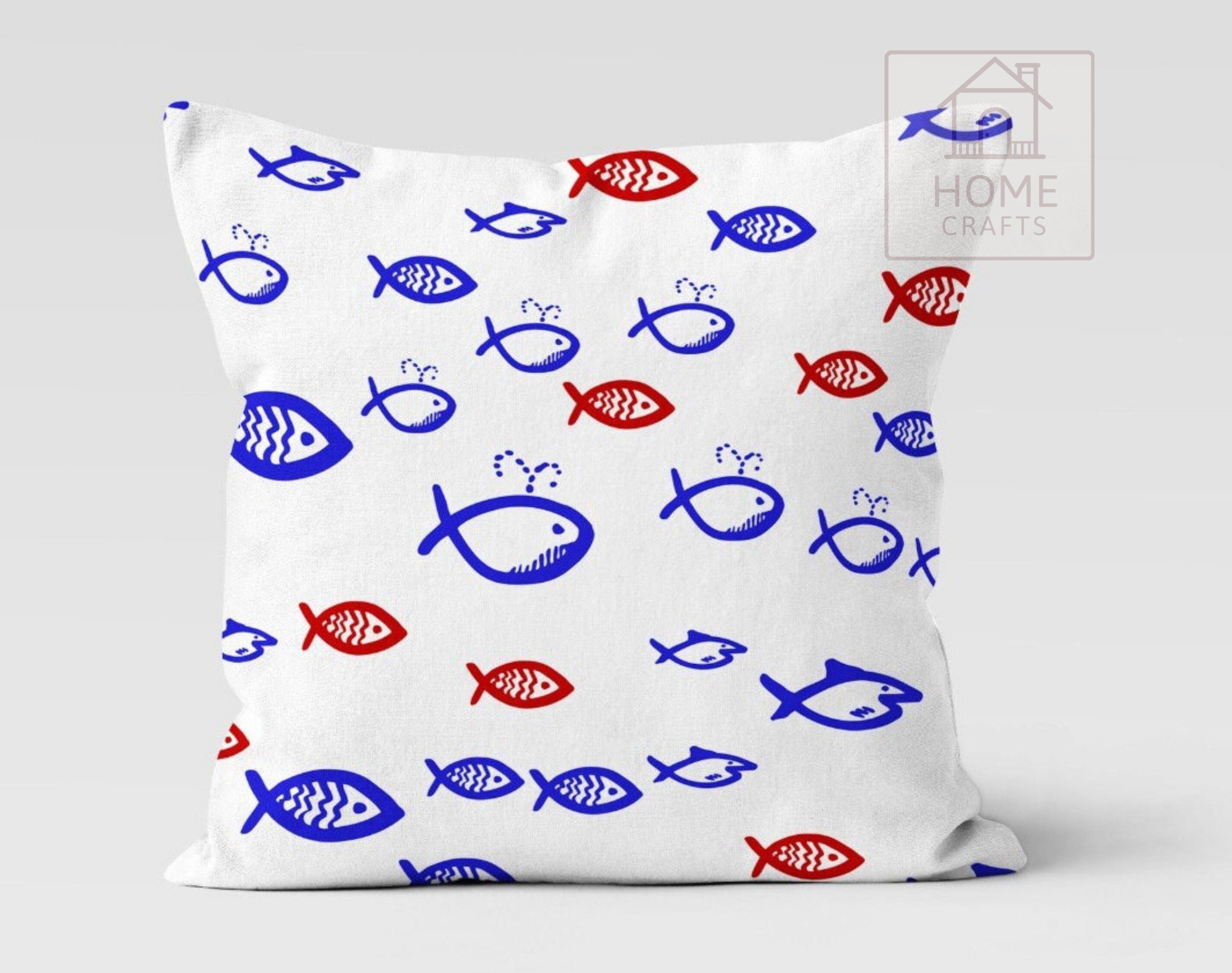 Fish Printing Pillow Covers Marine Cushion Cases