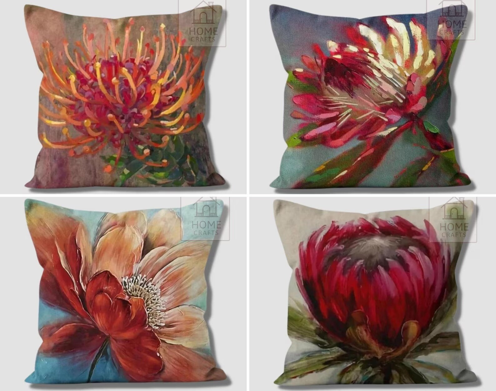 Red & Burgundy Flower Cushion Cover
