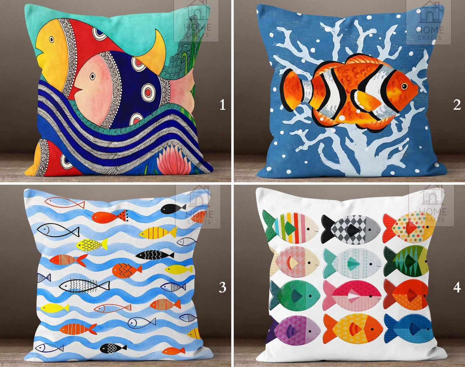 Colorful Fish Cushion Case Marine Pillow