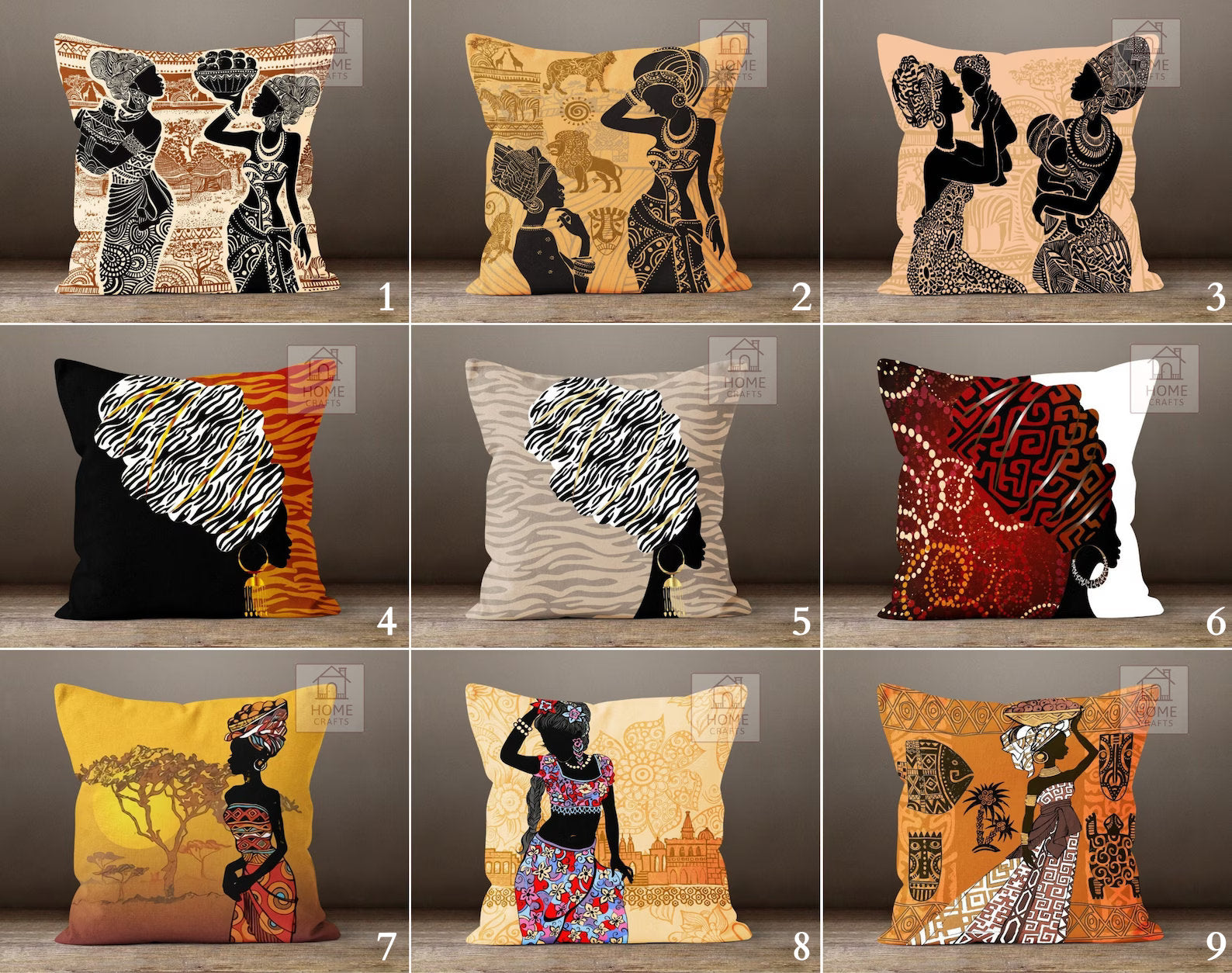 African Themed Throw Pillow Covers